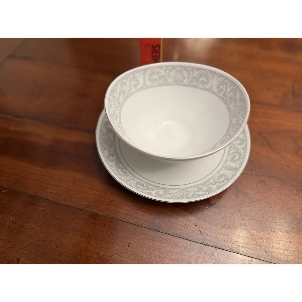 Vintage Mikasa Winthrop 5401 Gravy Boat Attached Underplate Japan Fine China
